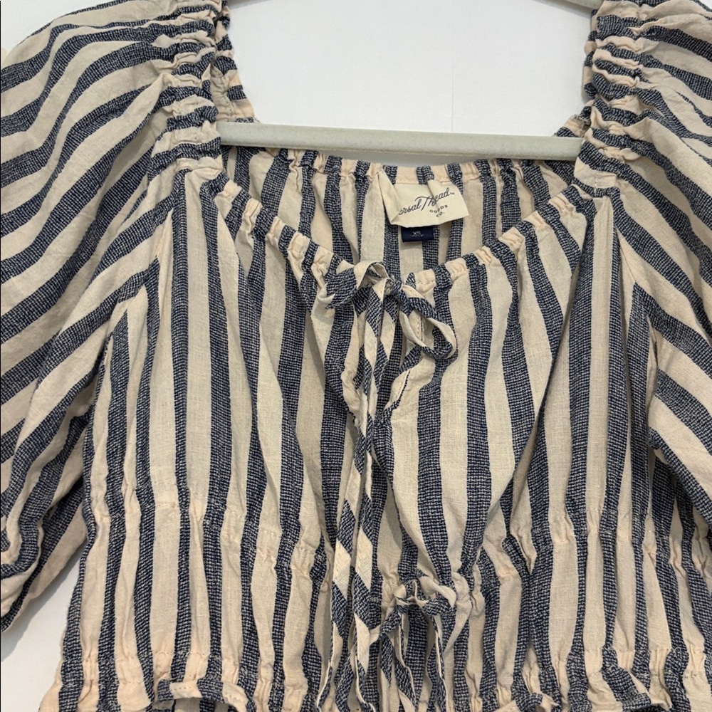 Linen blend striped midi dress - Picture 2 of 4